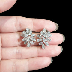 White Cubic Zirconia Stud Earrings - White Gold Plated