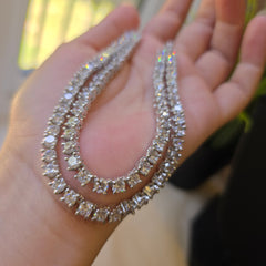 Krona - Dazzling White Gold Cubic Zirconia Double Layered Necklace Set With Earrings