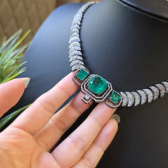 Mabel - Doublet Emerald Green Necklace Set with Earrings