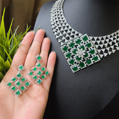 Freya - Bespoke Emerald Green Necklace Set With Earrings