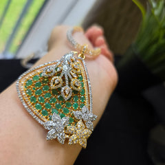 Mila - Gold Emerald Pendant Set with Earrings