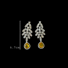 Iry - Dazzling Citrine Yellow & White Cubic Zirconia Earrings