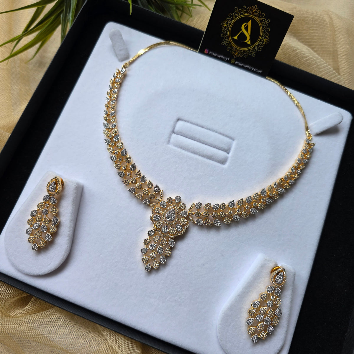 Vienna - Gold and Silver Cubic Zirconia Necklace Set