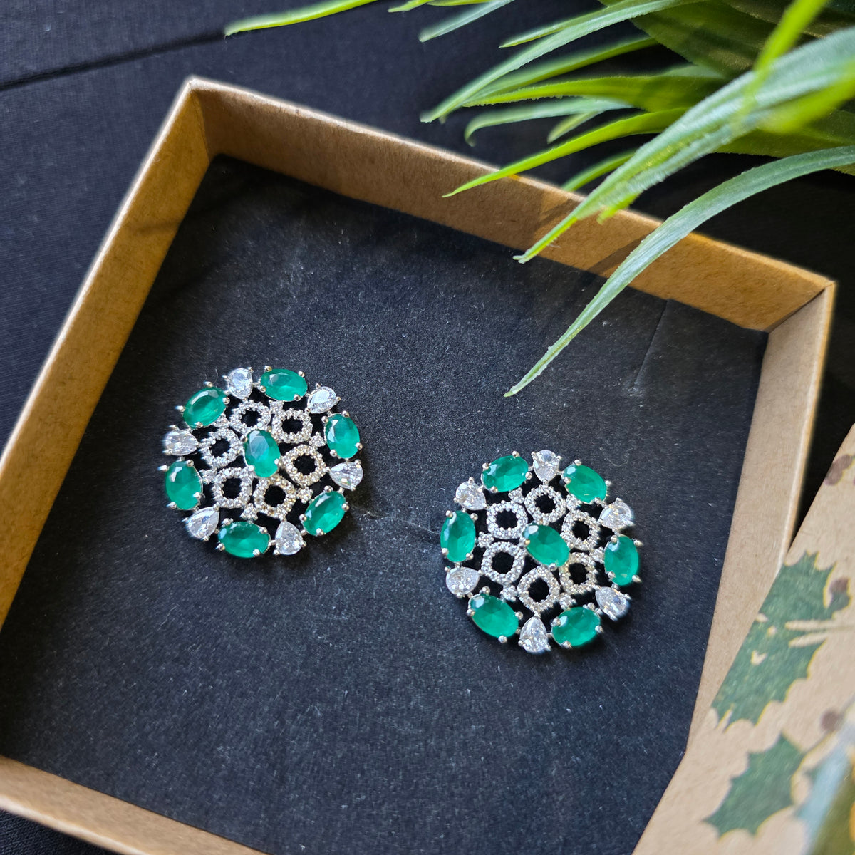 Classy Emerald Green Stud Earrings