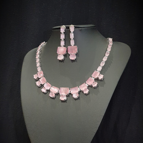 Pink Quartz Necklace Set