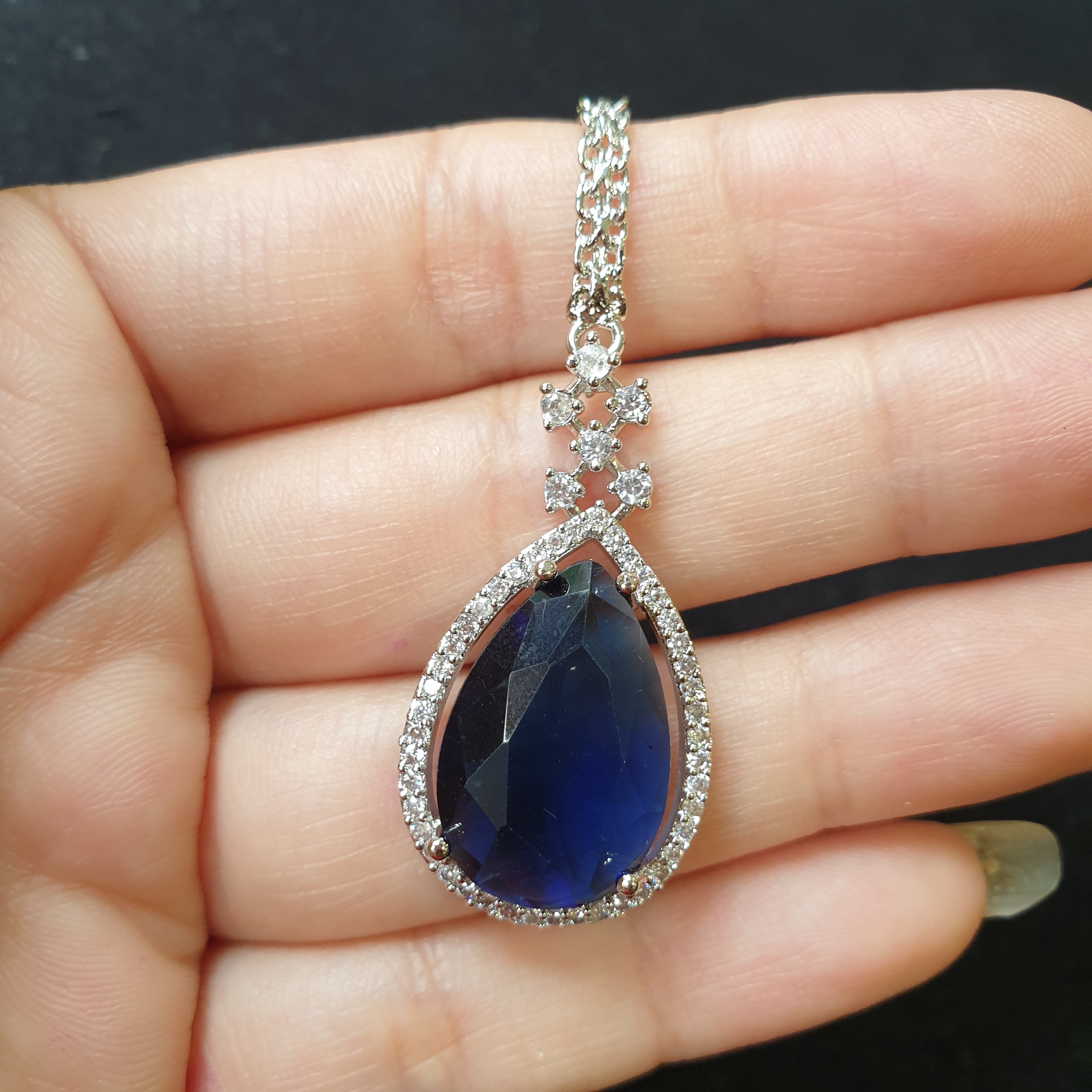 Blue Sapphire Necklace Set with Tikka