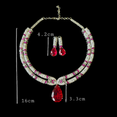 Inaya - Exquisite Rubies Statement Necklace Set with Earrings