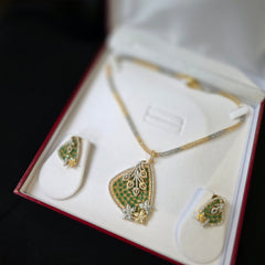 Mila - Gold Emerald Pendant Set with Earrings