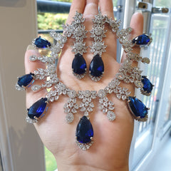 Blue Sapphires Necklace Set