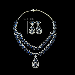 Gini - Sapphire Blue Necklace Set with Earrings