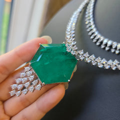 Grace - Doublet Emerald Green two layered Necklace Set with Earrings