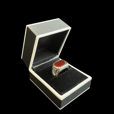 925 Silver Turkish Mens Ring With Agate Gemstone (Size: R)