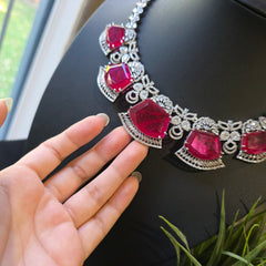 Eliana - Hot Pink Ruby Necklace Set