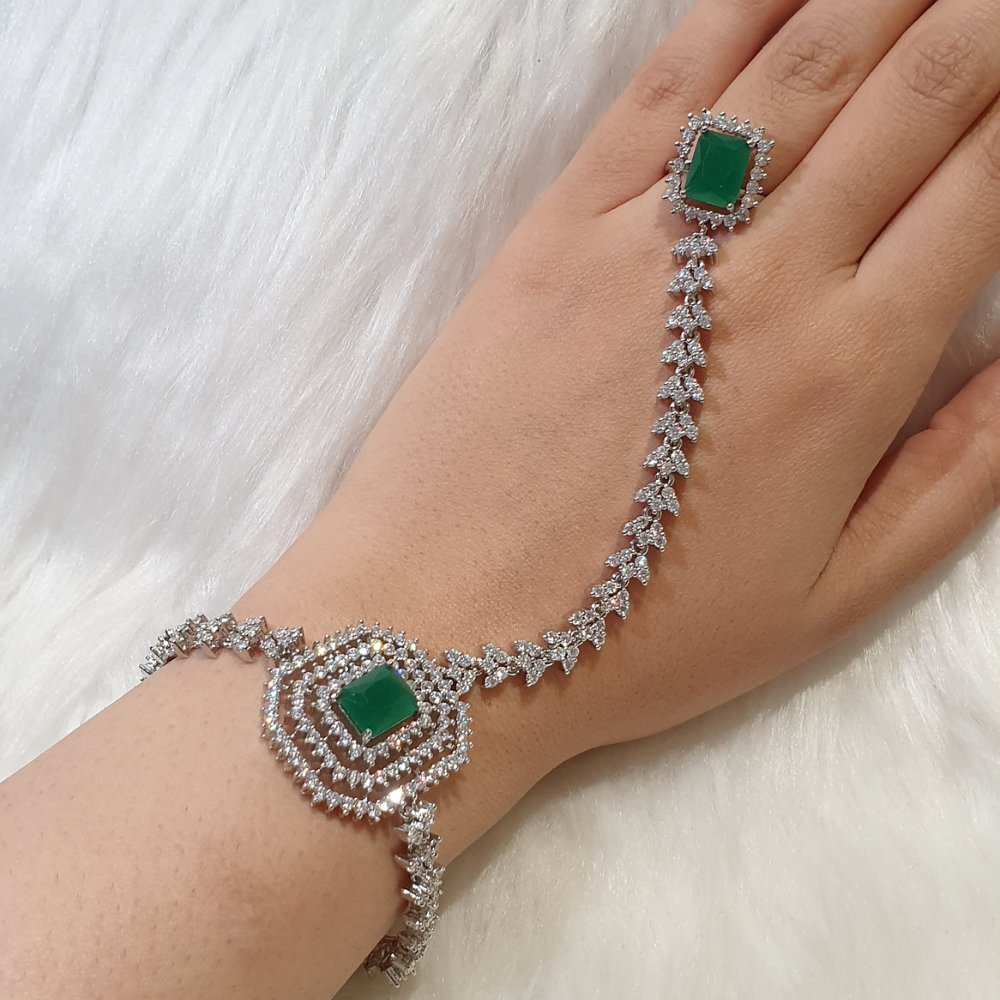 Emerald Green Ring with Bracelet combo