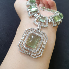 Olive Quartz Necklace Set