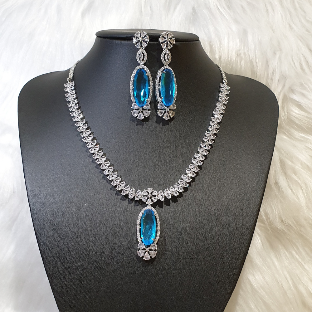 Aqua Blue Quartz Necklace Set