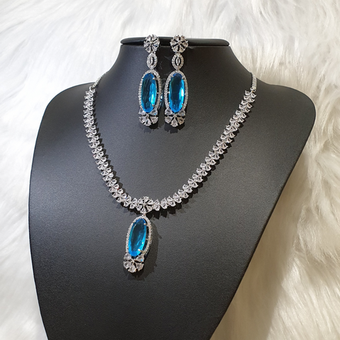 Aqua Blue Quartz Necklace Set