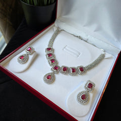 Zoyi - Ruby Red Necklace Set with Earrings