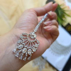 Ember - Statement Silver White Cubic Zirconia Necklace Set With Earrings