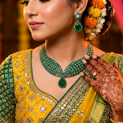 Kaya - Bespoke Emerald Green Necklace Set with Earrings