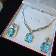 Hazel - Aquamarine Blue Necklace Set