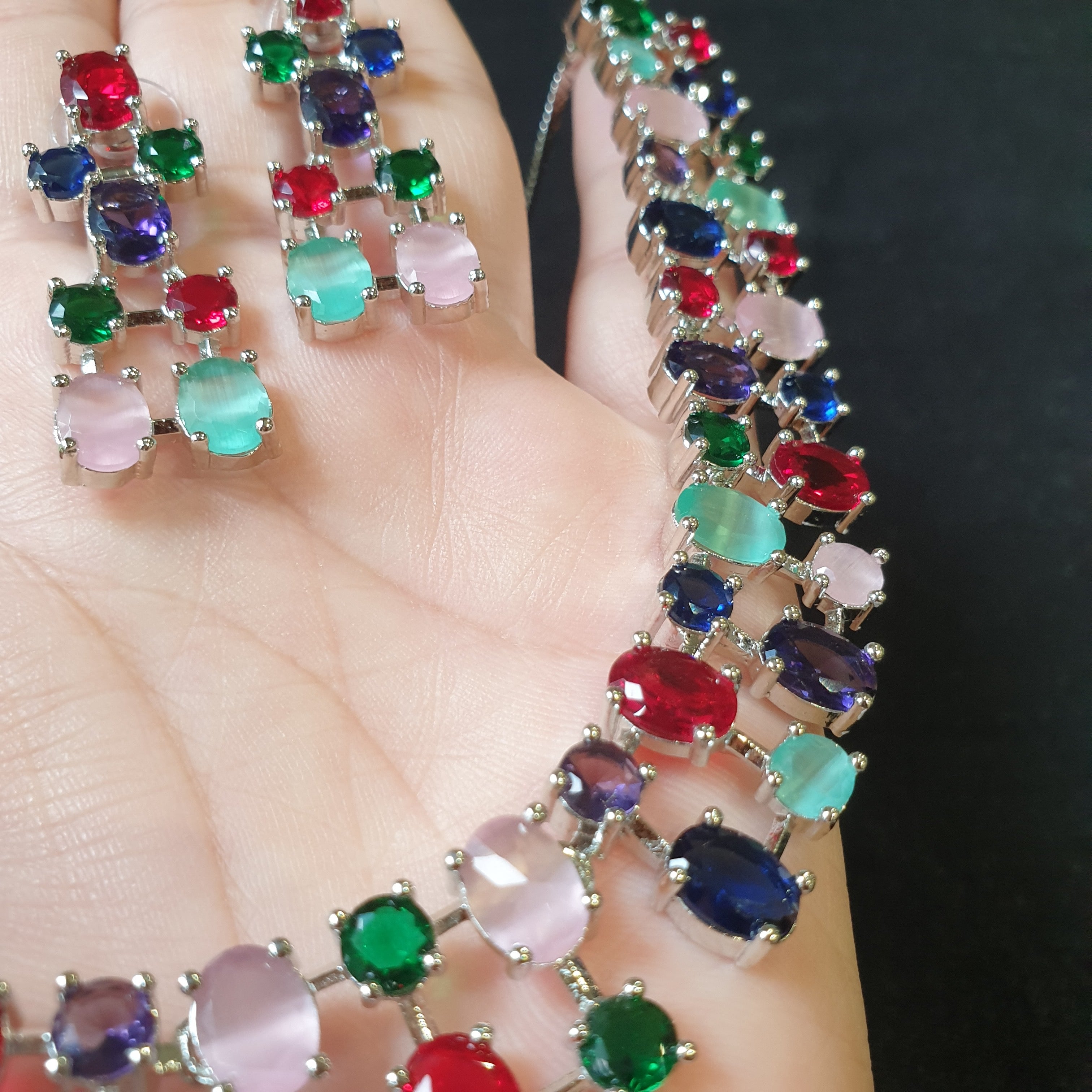 Multi Gemstones Necklace Set