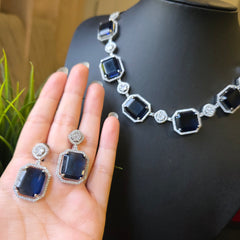 Blue Sapphires Necklace Set