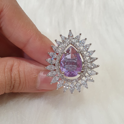 Purple Amethyst Size Adjustable Ring