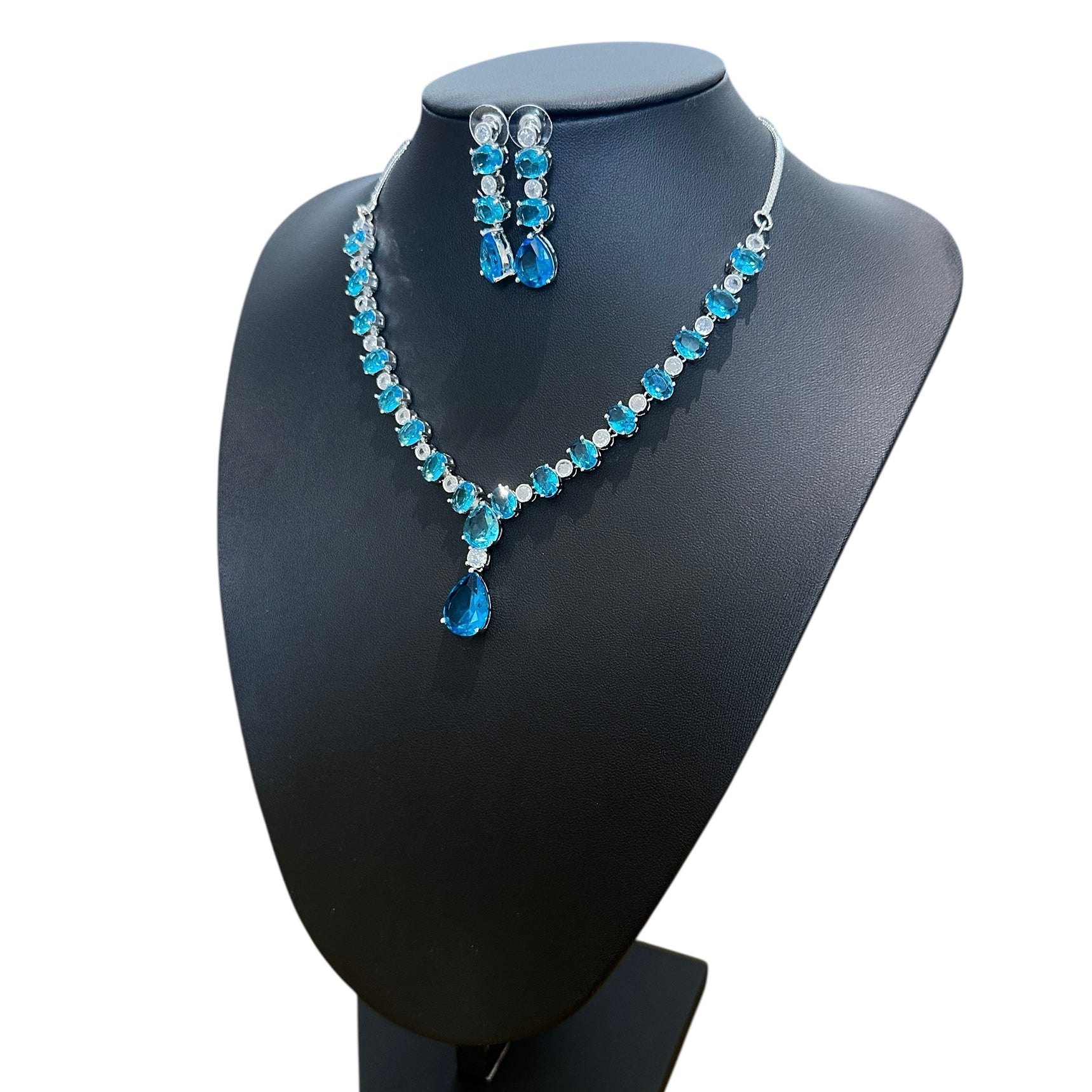 Aqua Blue Topaz Necklace Set