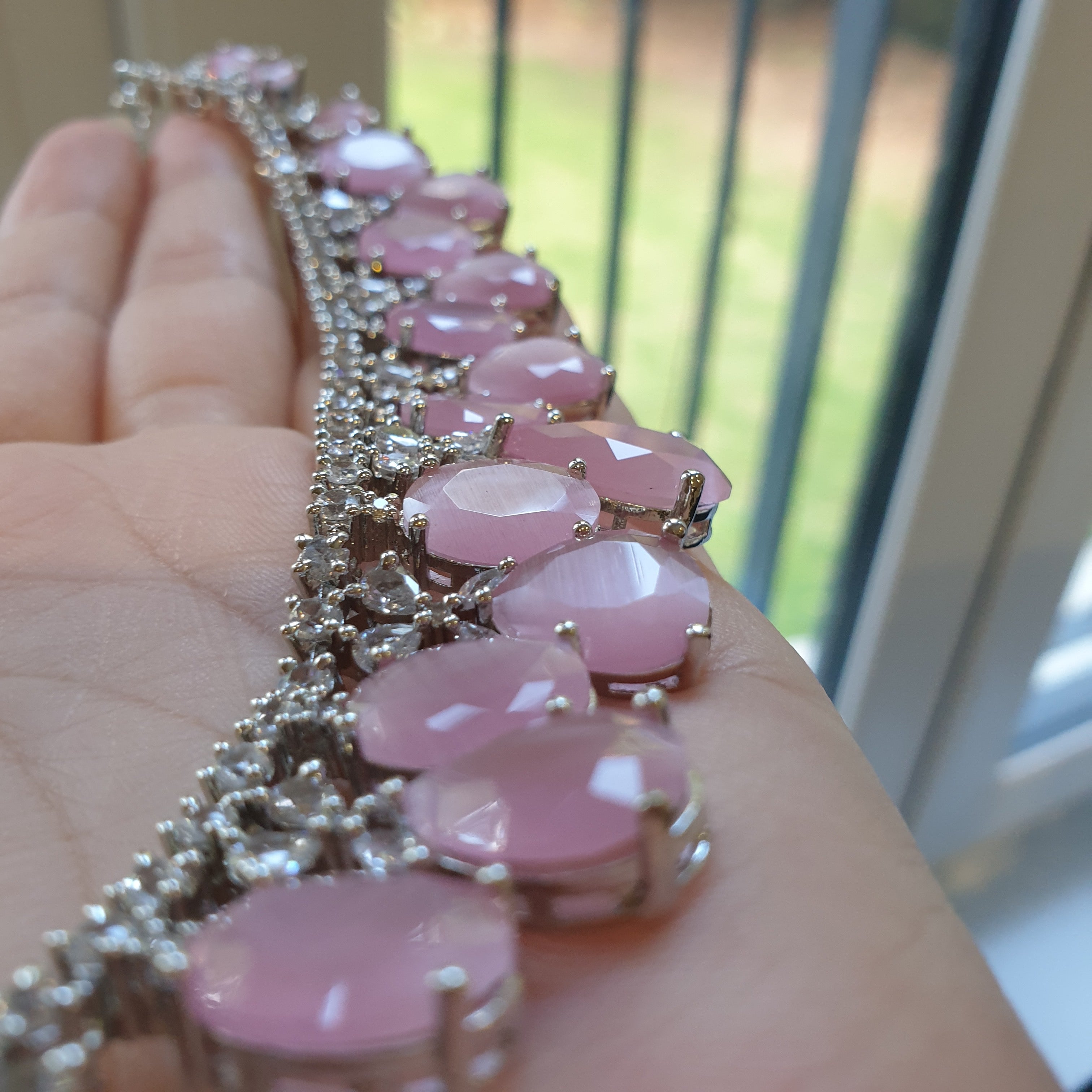 Pink Quartz Necklace Set