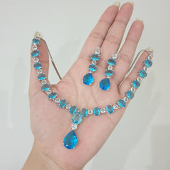 Aqua Blue Topaz Necklace Set