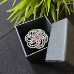 Thea - Emerald & Rubies Size adjustable Ring