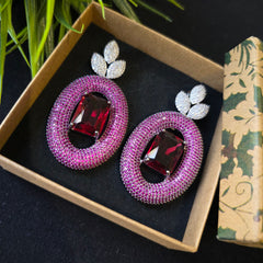 Bella - Bespoke Rubies & White Cubic Zirconia Dangle Earrings