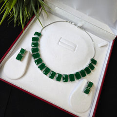 Krissy - Celestial Deep Emerald Green Necklace Set with Earrings