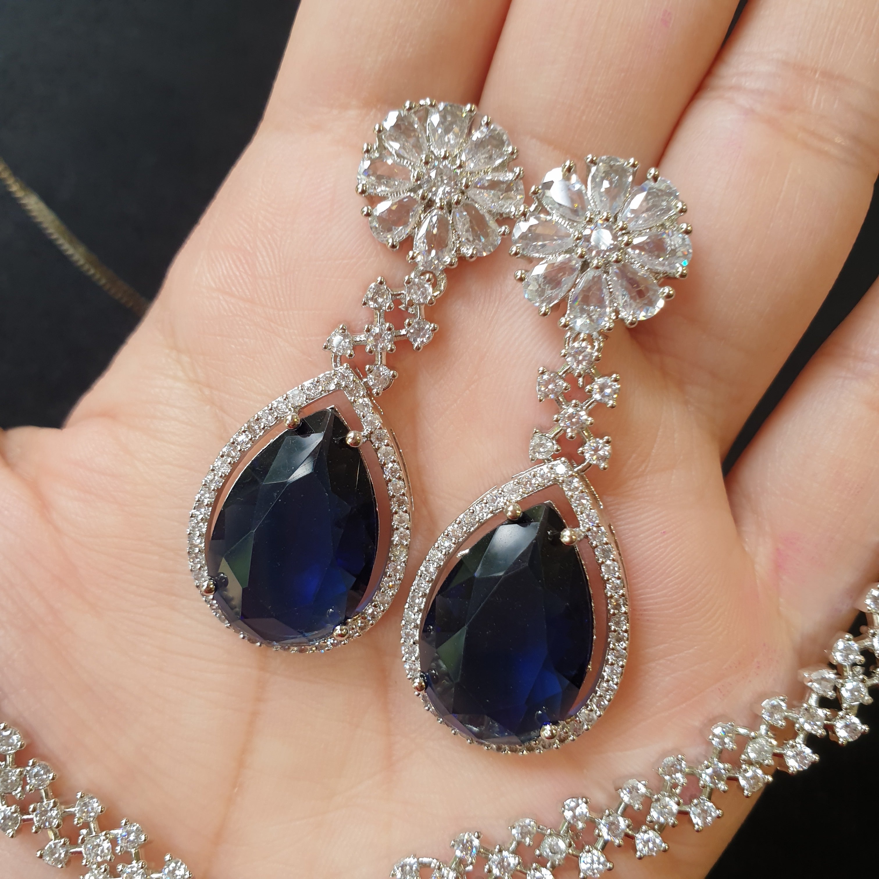 Blue Sapphire Necklace Set with Tikka