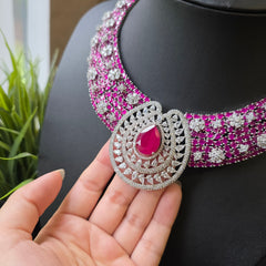 Maya - Rubies Statement Necklace Set with Earrings