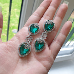 Connie - Bespoke Green TopZ Statement Necklace Set With Earrings