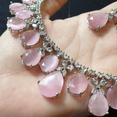 Pink Quartz Necklace Set