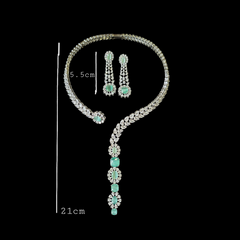 Maeve - Bespoke Mint Stones Statement Collar Necklace Set with Earrings