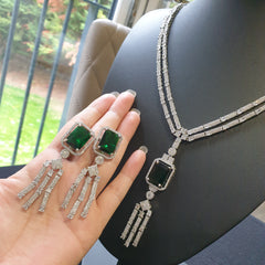 Cleo - Bespoke Emerald Green Necklace Set With Earrings