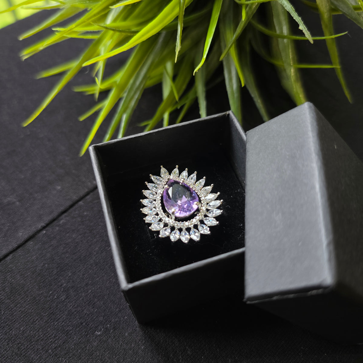 Purple Amethyst Size Adjustable Ring