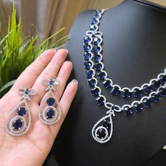 Gini - Sapphire Blue Necklace Set with Earrings