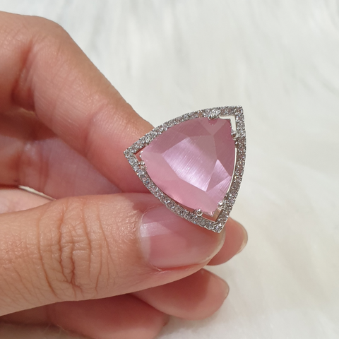 Pink Quartz Size Adjustable Ring
