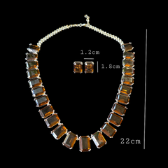 Celia - Luxury Smoky Quartz Brown Necklace Set with Earrings