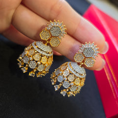 Layla - Traditional Gold & Silver Cubic Zirconia Jhumki Earrings
