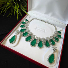 Malia - Classic Royal Emerald Green Necklace Set with Earrings