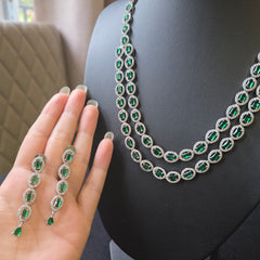Stunning Emerald Green Necklace Set with Earrings