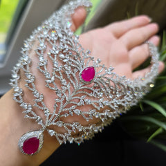 Linda - Bespoke Ruby Statement Necklace Set with Earrings & Tika