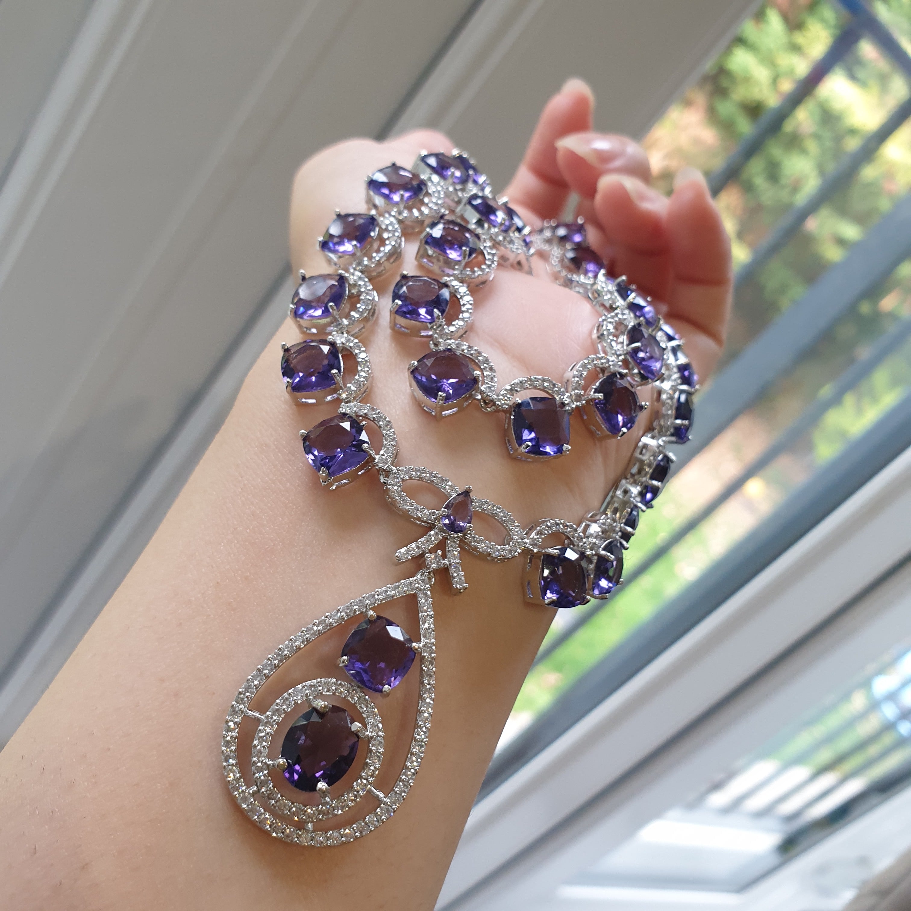 Stunning Purple Amethysts Necklace Set