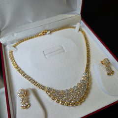 Eva - Dazzling Gold Cubic Zirconia Necklace Set with Earrings